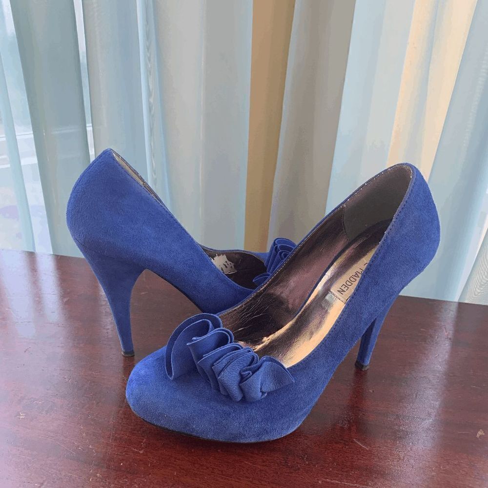 Steve Madden Women's Toppazz Suede Slip-On Heel Pumps Blue Size 8